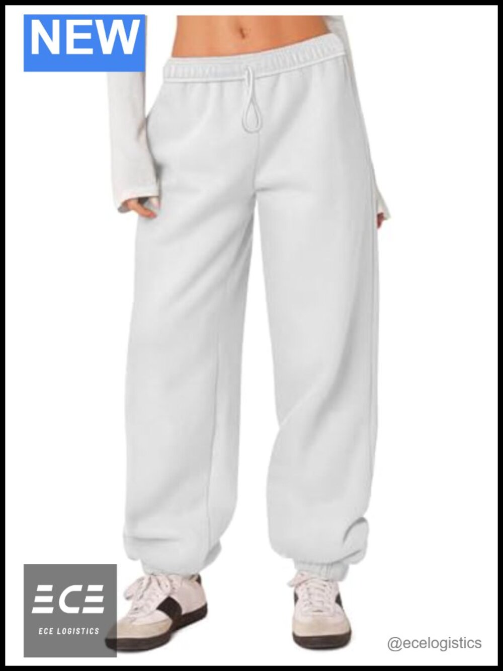 Women's Fleece Lined Cotton Sweatpants High Waisted Baggy Joggers